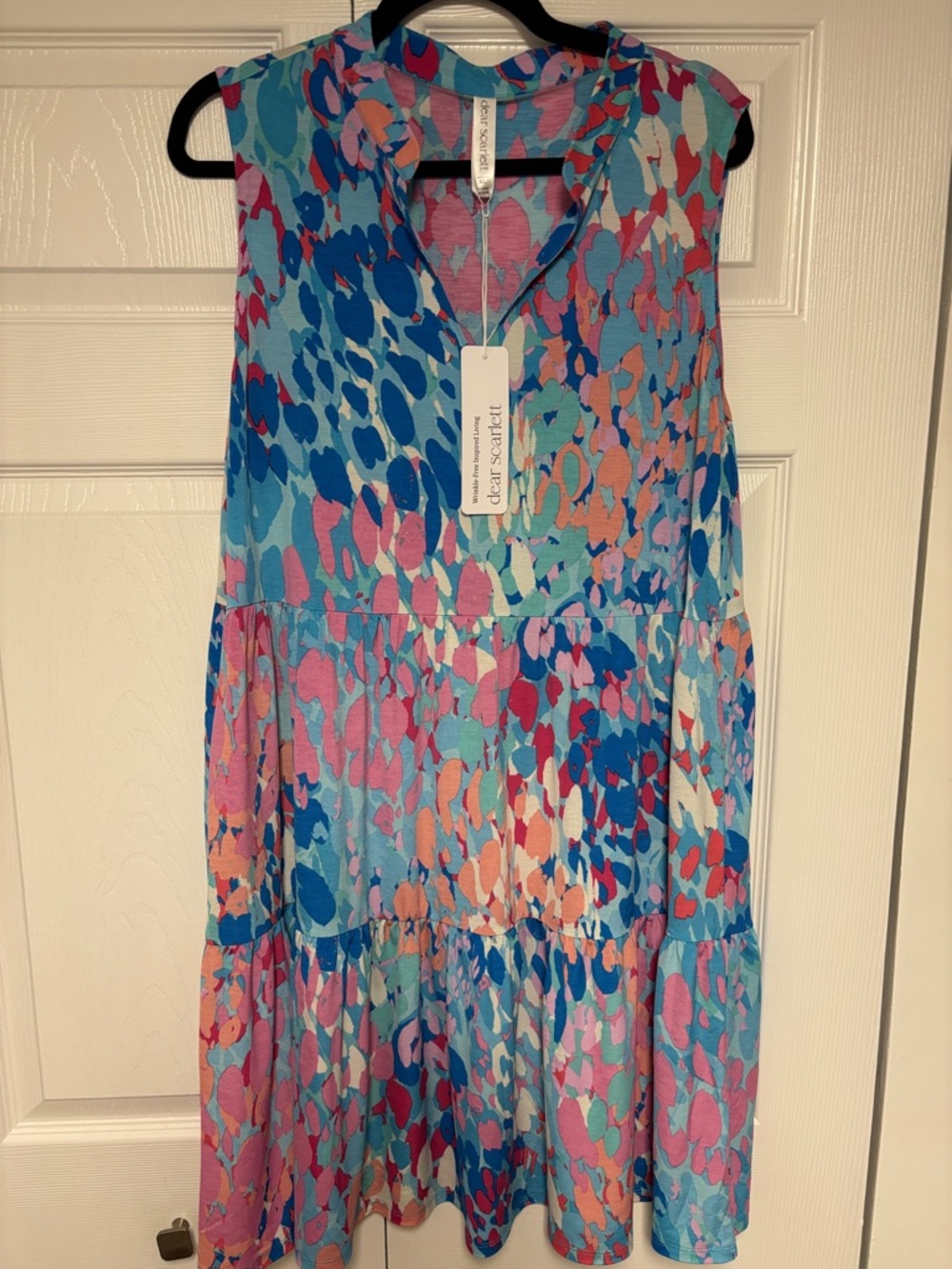 Dear Scarlett Blue Multi-Print Sleeveless Midi Dress